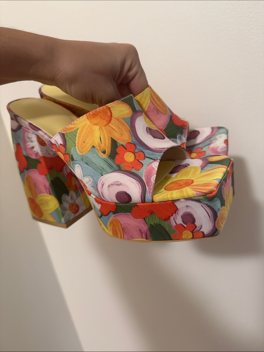 SHEIN Multicolor Floral Platform Slide Heels